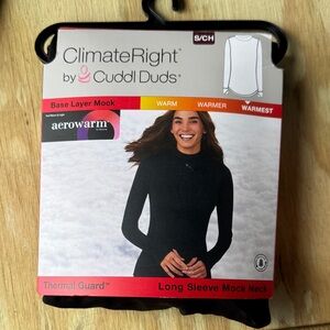 Cuddl Duds ClimateRight Black Long Sleeve Mock Neck Top